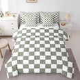 thumbnail image 1 of Erosebridal White Sage Green Checkered Full Bedding Set 7 Piece Buffalo Plaid Grid Comforter Set With Sheets Adults Men Women Checkerboard Bed In A Bag Aesthetics Gingham Bed Set, 1 of 5