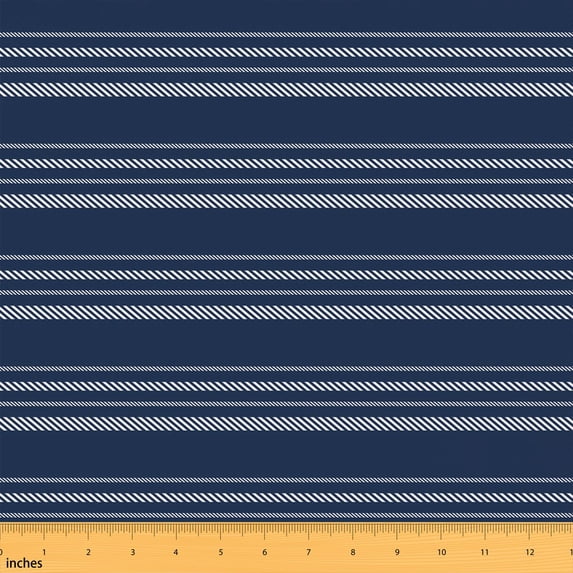 Erosebridal Wide Stripe Fabric by the Yard 1 Yard Multi Stripe Home Decor Fabric by the Yard, Navy Blue