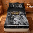 thumbnail image 1 of Erosebridal Wild Crown Lion Zipper Twin Comforter Sets with Fitted Sheet and 2 Pillowcases,Jungle Wildlife Zipper Bedding Set For Boys,Black Reversible,4-Piece, 1 of 7