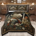 thumbnail image 1 of Erosebridal Wild Lions Solider Queen Comforter Set,Rustic Botanical Flower Bedding Comforter Set For Boys Teens, Reversible 3 Pieces, 1 of 7