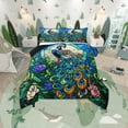 thumbnail image 1 of Erosebridal Wild Peacock Comforter Sets, Wild Animal Comforters & Duvets, Botanical Flower Leaves Room Decor, Reversible 2-Piece, 1 of 8