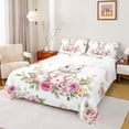 thumbnail image 1 of Erosebridal Wild Rabbit Full Size Sheets,Pink Flowers Blossom Bed Sheets For Girls Teens 4pcs, 1 of 6