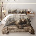 thumbnail image 1 of Erosebridal Wildlife Bear Quilt Full for Boys Men, Rustic Wooden Cabin Print Full Bedspread Sets, 3 Pieces, 1 of 7
