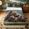 thumbnail image 1 of Erosebridal Wildlife Brown Bear Pattern Zipper Full Size Comforter Sets with Fitted Sheet and 2 Pillowcases,Serene Mountain Pasture Print Zipper Bedding Set,Hazel Green Taupe, 1 of 6