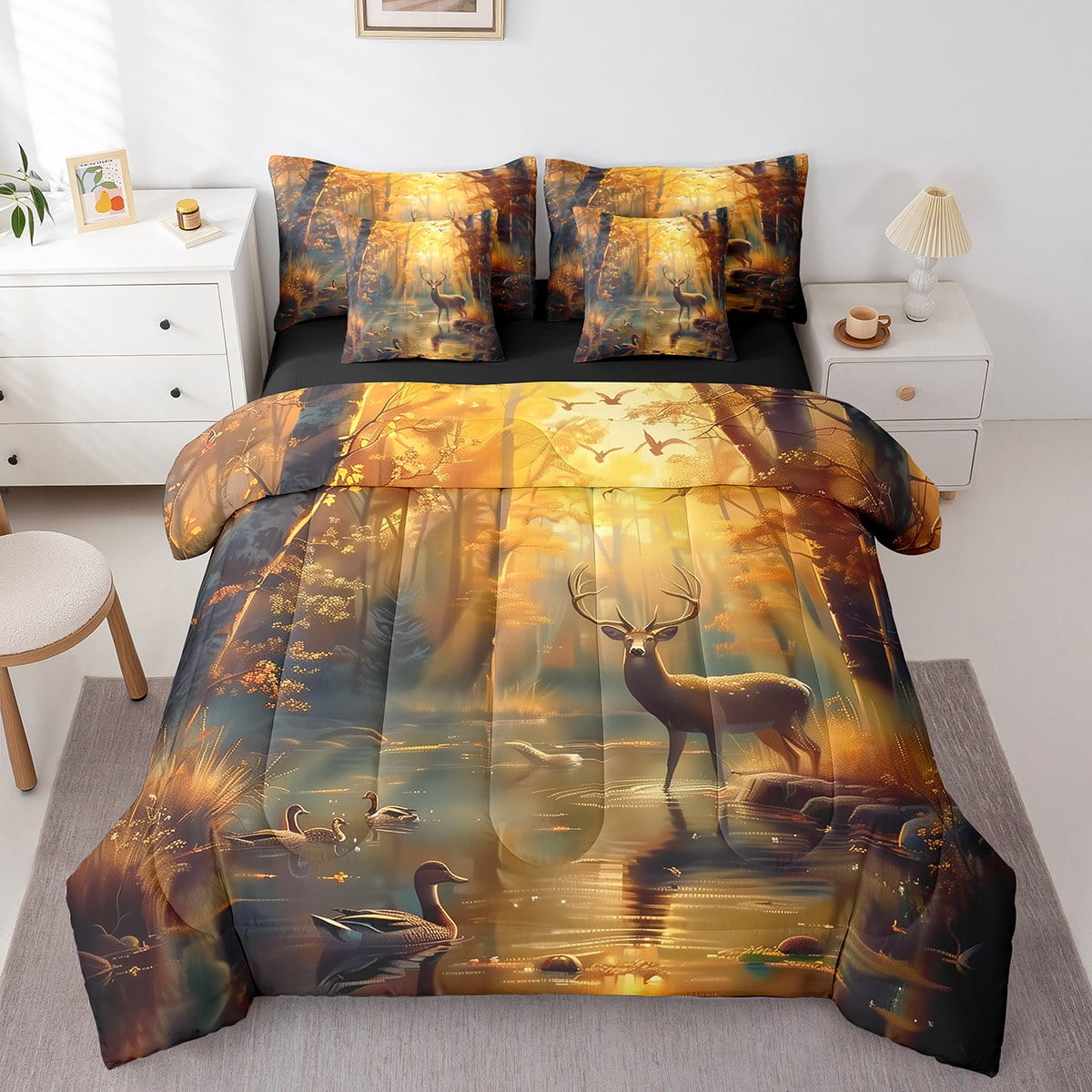 Erosebridal Wildlife Deer Bed In A Bag Queen Size Jungle Animal Bed erosebridal-wildlife-deer-bed-in-a-bag-queen-size-jungle-animal-bed