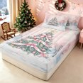 thumbnail image 1 of Erosebridal Winter Christmas Zipper Queen Comforter Set with Fitted Sheet and 2 Pillowcases, Bowknot Pine Tree Zipper Bedding Set, White Pink, Pink Reversible, 4pcs, 1 of 7