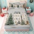 thumbnail image 1 of Erosebridal Winter Village Zipper Twin Comforter Sets with Fitted Sheet and 2 Pillowcases,Cozy Christmas Scene Zipper Bedding Set,Light Gray Reversible,4 Pieces, 1 of 7