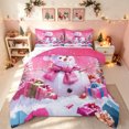 thumbnail image 1 of Erosebridal Winter Wonderland King Size Comforter Sets, Kawaii Xmas Snowman Comforters King Size, Pink, Christmas Reversible, 3pcs, 1 Comforter and 2 Pillowcases, 1 of 7