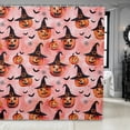 thumbnail image 1 of Erosebridal Witch Pumpkin Shower Curtain 72Wx78L,Cute Halloween Bath Curtain,Coral Pink, 1 of 6