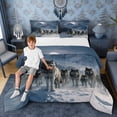 thumbnail image 1 of Erosebridal Wolf Pack Snowy Mountain Print Full Size Comforter Sets, Jungle Animal Bedding Sets for Men and Women, Navy Reversible 3pcs, 1 Comforter and 2 Pillowcases, 1 of 6
