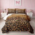 thumbnail image 1 of Erosebridal Wood Grain Leopard Bow Bed Spread Queen for Girls, Rustic Cheetah Animal Print Queen Coverlet Set, 3 Pieces 1 Quilt and 2 Pillowcases, 1 of 7