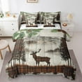 thumbnail image 1 of Erosebridal Woodland Deer Bedding Twin Size, Wildlife Animal Bed Set, Rustic Plaid Reversible Bedding Sets Twin Size, Microfiber Room Decoration, 7pcs, 1 of 6