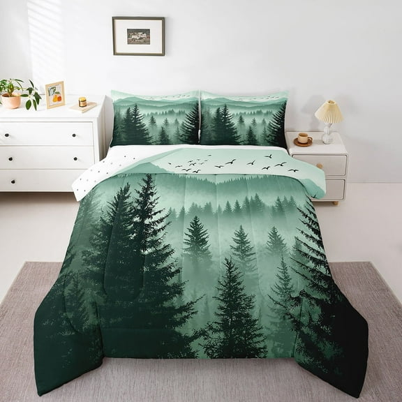 Erosebridal Woodland Jungle Bedding Twin Comforter Set,Smoky Plants Down Comforter,Botanical Bedroom Decor,Reversible,Lightweight,2-Piece