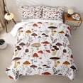 thumbnail image 1 of Erosebridal Woodland Mushroom Print Twin Quilt Set,Rustic Leaf White Twin Coverlet Set For Girls,2 Pieces, 1 of 7