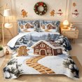 thumbnail image 1 of Erosebridal Xmas Gingerbread Twin Quilt Set 2 Pieces,Merry Christmas Twin Coverlet Set,White Green,1 Bedspread and 1 Pillowcase, 1 of 7