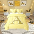 thumbnail image 1 of Erosebridal Yellow Bowknot Bed in a Bag Queen size, Initial Letter A Bed Set, Cartoon Monogrammed Reversible Bedding Queen Size, Breathable Bedroom Decorative, 7pcs, 1 of 6