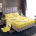 thumbnail image 1 of Erosebridal Yellow Bowknot Bed Sheets Set Full Size, Initial Letter C Bed Sheets Full, Cartoon Monogrammed Reversible Sheet Set Full, Breathable Bedroom Decorative, 4pcs, 1 of 7