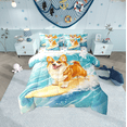 thumbnail image 1 of Erosebridal Yellow Corgi Bedding Sets Twin Size,Ocean Surfing Comforter Sets with Sheets,Kawaii Cartoon Bed in a Bag Twin size,Breathable Animal Bedroom Decorative,Reversible,7-Piece, 1 of 6