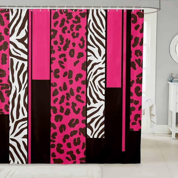 Erosebridal Zebra Leopard Print Shower Curtain 72x78, Rectangle Geometric Bathroom Curtain 72x78, Animal Decorative