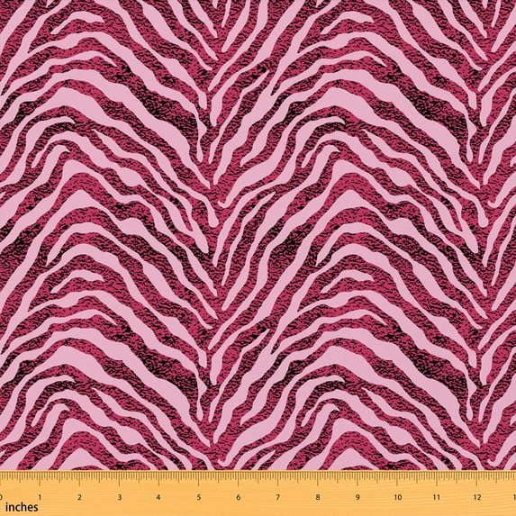 Erosebridal Zebra Pattern Fabric by the Yard 2 Yards Wild Animal Print Sewing Fabric, Dusty Pink