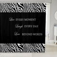 thumbnail image 1 of Erosebridal Zebra Print Shower Curtain 72x72, Inspirational Words Bathroom Curtain 72x72, Black White, 1 of 5