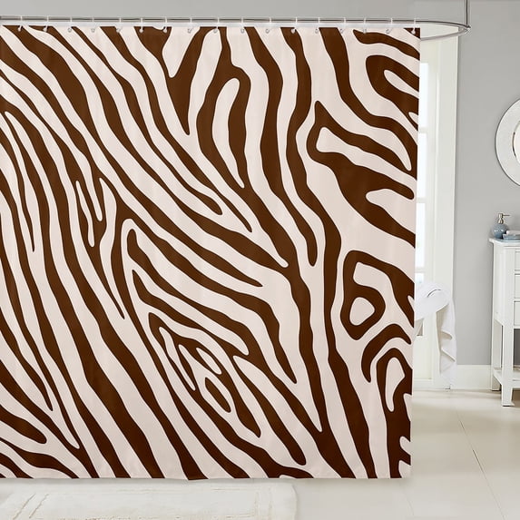 Erosebridal Zebra Print Shower Curtain 72x84, Jungle Wildlife Bath Curtain, Brown