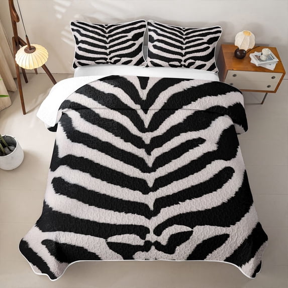 Erosebridal Zebra Stripe Bed Spread Queen,Animal Line Queen Coverlet Set For Girls,3-Piece