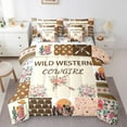 thumbnail image 1 of Erosebridal tan geometric grid Bed in a Bag King Size,Cowgirl Bull Skull Bed Set,Retro Rustic Farm Lodge Bedding King Size,Breathable Room Decorative Reversible,7 Pieces, 1 of 7