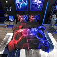 thumbnail image 1 of Erosebridal 7Pcs Gamer Comforter Set Twin,Gaming Bedding Comforter Set,Video Games Gamepad Bed In A Bag Neon Glowing Square Geometric Grid Red Blue Bed Sets With Comforter And Sheets, 1 of 5