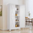 thumbnail image 1 of Erosoei 61.02"H Metal China Hutch Storage Cabinet Hutch for Dining Room with 2 Doors and 3 Adjustable Shelves, 1 of 6