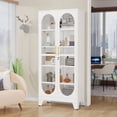 thumbnail image 1 of Erosoei 70.87"H Metal Display Storage Cabinet with Glass Doors and Adjustable Shelves White, 1 of 6