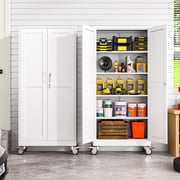 Erosoei 71"H Metal Garage Storage Cabinet with Wheels, Tool Storage Cabinet with 4 Adjustable Shelves