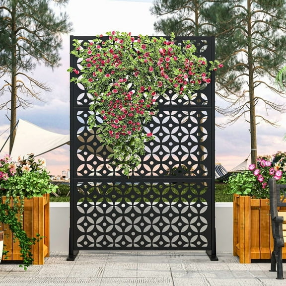 Erosoei Freestanding Metal Outdoor Privacy Screen, 71.97"H x 45.67"W