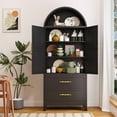 thumbnail image 1 of Erosoei Modern Metal Kitchen Pantry Storage Cabinet, Arched Pantry Cabinet with Shelves and Doors and 2 Drawers, 1 of 6