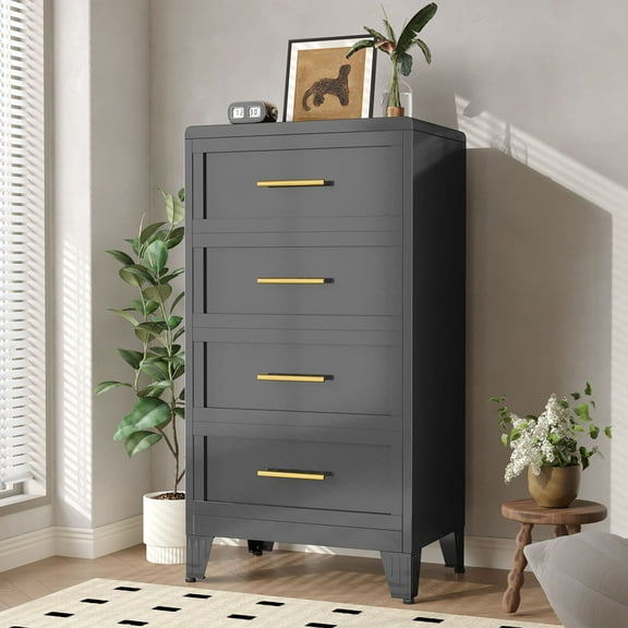 Erosoei Modern Metal Nightstand 4 Drawer Dresser for Bedroom