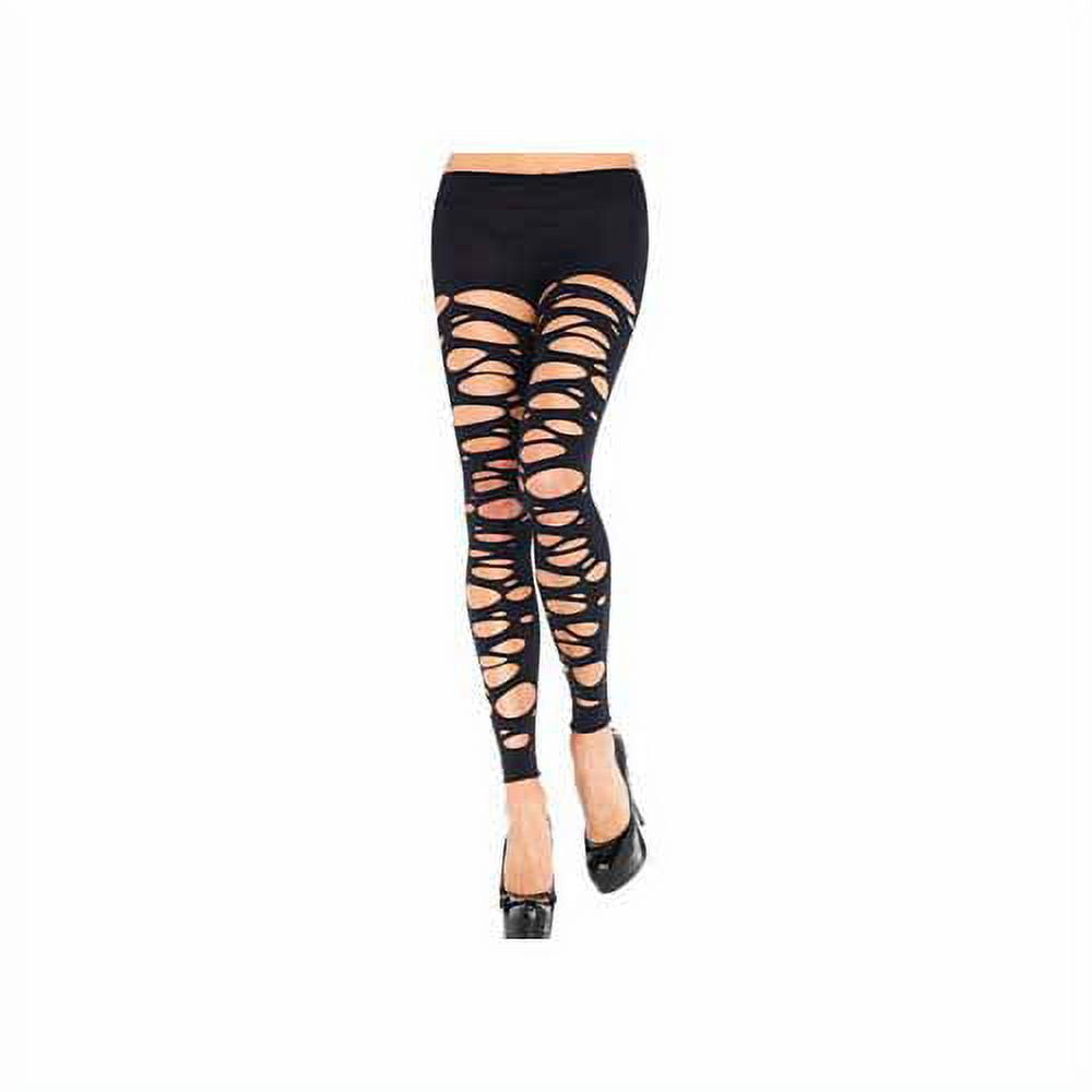 Leg Avenue Womens Tattered Footless Tights, O/S, Black