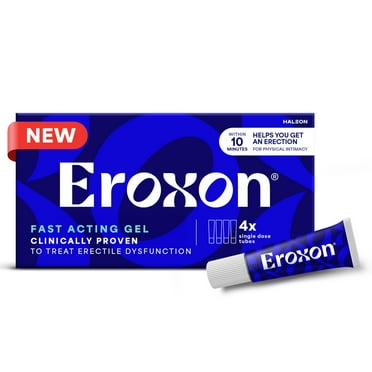 Eroxon Erectile Dysfunction Treatment Gel, Clinically Proven Topical Gel, 4 Single Use Tubes