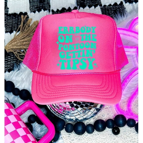 Southern Attitude Designs- Errbody on the Pontoon Neon Pink Unisex Foam Trucker Hat
