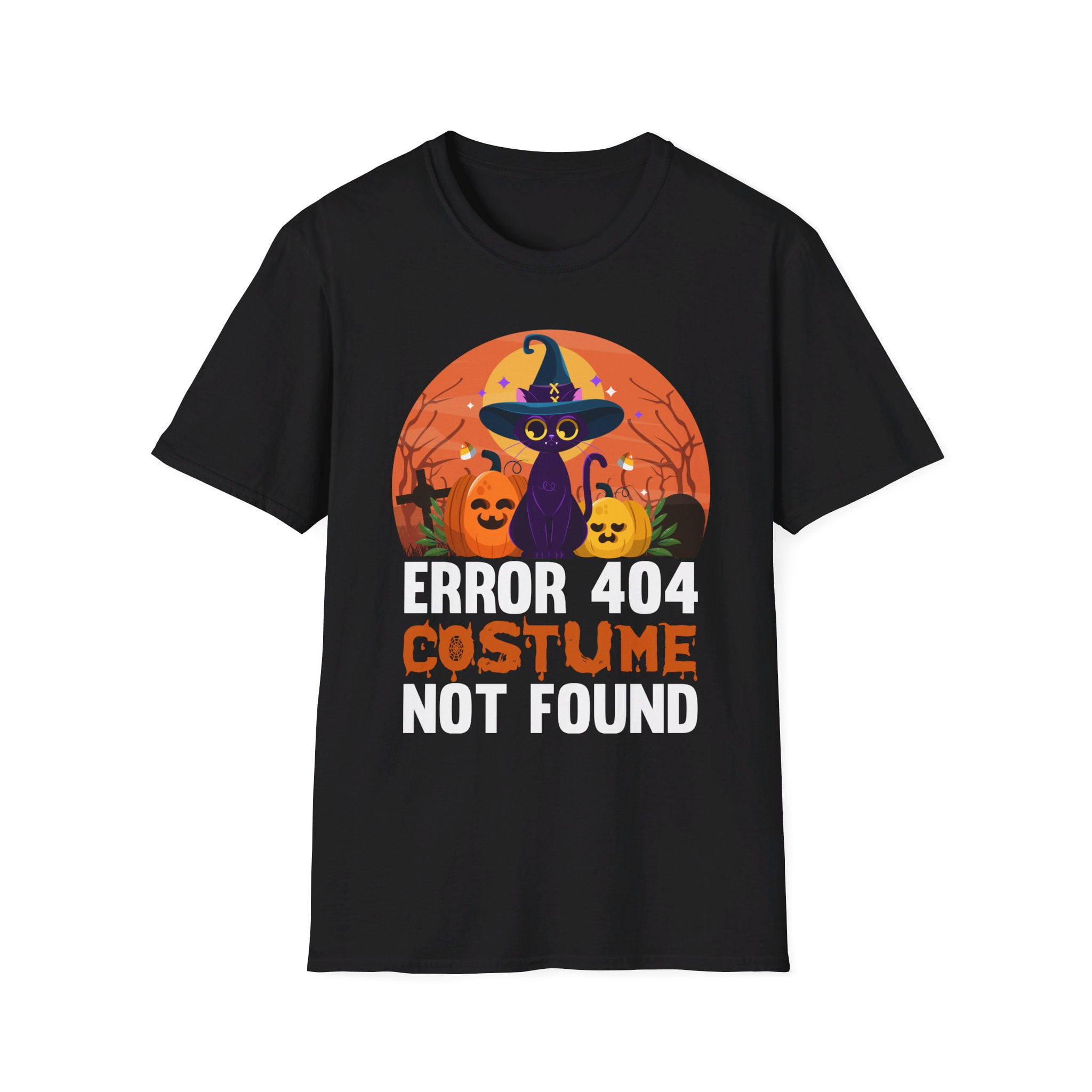 404 Not Found ハロウィンかぼちゃ5/7 Error 404 Costume Not Found Funny Halloween Witch Cat Pumpkin T