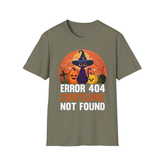 Error 404 Costume Not Found Funny Halloween Witch Cat Pumpkin T-Shirt