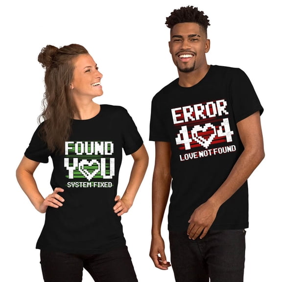 Error 404 Love Not Found T-Shirt - Couple Matching Shirt, Funny Gamer Tee, Tech Humor T-Shirt