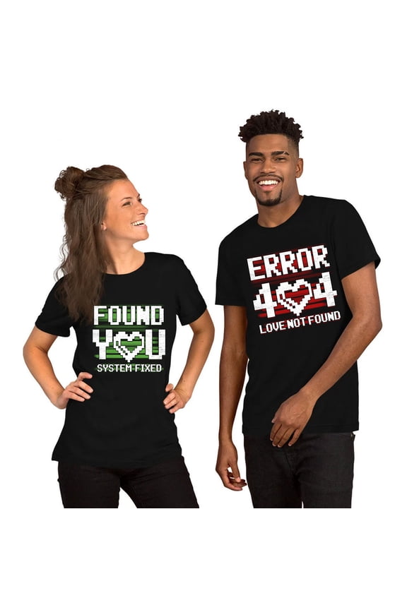 Error 404 Love Not Found T-Shirt - Couple Matching Shirt, Funny Gamer Tee, Tech Humor T-Shirt