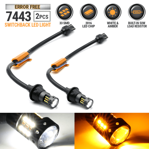 Error Free 7443 Type-1 Switchback White-Yellow Front Turn signal LED Light Bulbs