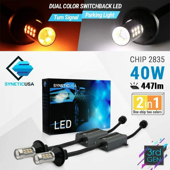 Error Free Canbus Dual Color Switchback LED DRL Turn Signal Light Bulbs No Flicker All in One Built In Resistors (Turn Signal-Amber, 1157)