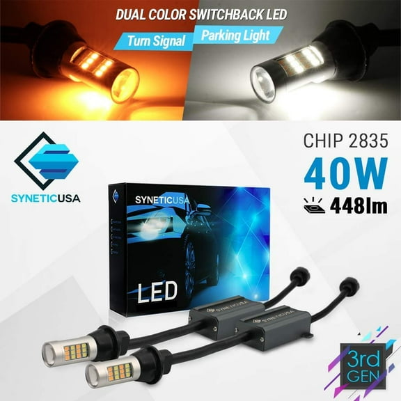 Error Free Canbus Dual Color Switchback LED Turn Signal Light Bulbs No Flicker All in One Built In Resistors (Turn Signal-Amber/White, 1157)
