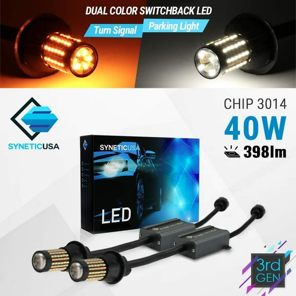 Error Free Canbus Dual Color Switchback LED Turn Signal Light Bulbs No Flicker All in One Built In Resistors (Turn Signal-Amber/White, 3157)