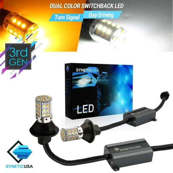 Error Free Dual Color Switchback LED Turn Signal Light Bulbs No Flicker All in One (1157-Signal Light-Amber)