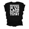 thumbnail image 1 of Errrybody In The Lake Gettin' Tipsy Groovy Funny Cute Ladies Short Sleeve T-Shirt-Black-XX-Large, 1 of 4