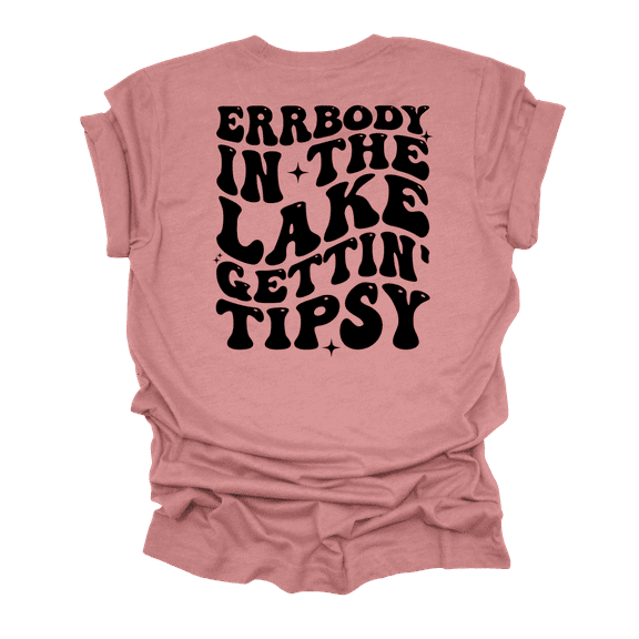 Errrybody In The Lake Gettin' Tipsy Groovy Funny Cute Ladies Short Sleeve T-Shirt-Heather Mauve-X-Large