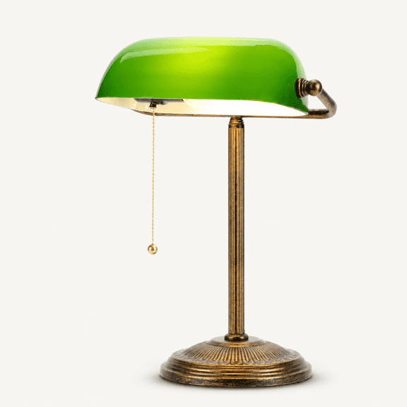 Ers Desk Lamp Green Glshade Vintwith Pull Chain Retro Table Lamps For Home Office(retro+green Small)